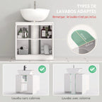 Meuble salle de bain sous Lavabo - meuble sous-vasque - placard 2 portes avec étagère blanc-3