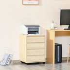 Caisson de Bureau, Rangement Bureau sur Roulettes, 4 Tiroirs Coulissants en Bois, Naturel-1