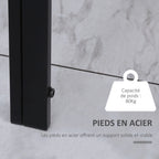 Table à manger pour 4 personnes, table de cuisine avec plateau en verre trempé et pieds en métal, 120x60x75cm, noir-4