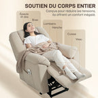 Fauteuil releveur électrique avec fonction massage et chauffage avec dossier inclinable, ports USB, télécommande, beige-6