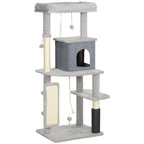 Arbre à Chat Tour de Jeux pour Chats Centre d'Activités avec Poteaux à Griffer en Sisal Niche Hauteur 132 cm Gris-0