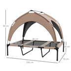 Lit pour chien chat sur pieds lit chien surélevé velum anti-UV oxford sac de transport 106 x 76 x 94 cm café-2