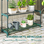 Lot de 2 Étagères à Plantes 4 Niveaux Intérieur Extérieur, Supports pour Plantes en Métal, 90 x 28 x 104 cm, Vert-4