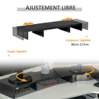 Rehausseur écran PC extensible, longueur réglable de 80-117 cm, pour ordinateur portable, ordinateur, PC, noir-4