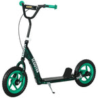 Trottinette patinette scooter enfant grandes roues de 6 à 12 ans hauteur réglable frein arrière béquille vert-0