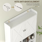 Meuble WC dessus de toilette avec placard à porte de grange, étagère réglable, compartiments et porte-papier, blanc-6