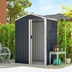 Abri de jardin en métal 1,2 m², cabane jardin extérieure, porte coulissante verrouillable, 136x87x176cm, gris-1