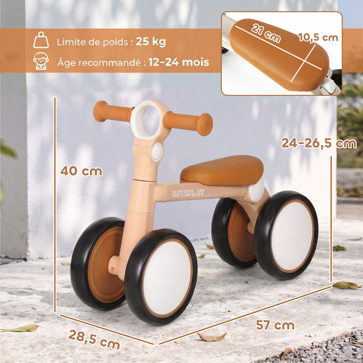 Draisienne Bébé 1-2 Ans Pliable, Cadre Léger en Aluminium, Siège Guidon Réglables, Pneus Silencieux, 57x28,5x40cm, Rose-2