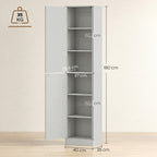 Colonne de Salle de Bain 6 Niveaux, Meuble de Rangement Étroit, 2 Portes et 4 Étagères Réglables, 40x35x180cm, Vert-2