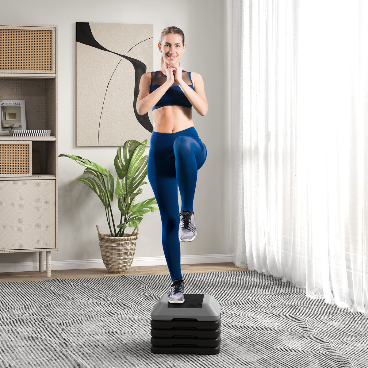 Aerobic Stepper, Marche d'Exercice, 5 Hauteurs Réglables de 10/15/20/25/30 cm, Charge 150 kg, Gris-8