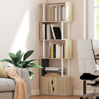 Bibliothèque à 5 niveaux, meuble de rangement avec étagères et placard double porte, 60 x 23,8 x 179,2 cm, bois naturel-9