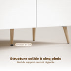 Table basse rectangulaire, table de salon moderne avec 2 tiroirs, 5 pieds en bois de pin, 100x50x46cm, chêne et blanc-5