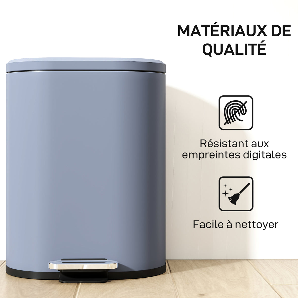 Poubelle cuisine 6L, poubelle à pédale en métal avec seau intérieur, couvercle à fermeture douce, 24,5x21,5x29,5cm, gris-5