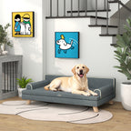Canapé pour chien chat design scandinave coussin moelleux amovible pieds bois massif 100 x 62 x 32 cm gris-9