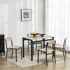 Ensemble table à manger 5 pièces avec 4 chaises lateau MDF coloris bois de chêne châssis métal noir-8