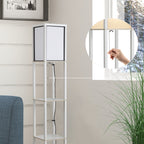 Lampadaire étagère 26L x 26l x 160H cm 3 étagères 4 Niveaux MDF Blanc-7