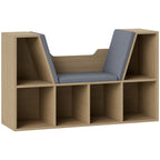Bibliothèque Banc 2 en 1 Design Contemporain 6 casiers 3 Coussins fournis 102L x 30l x 61H cm Chêne Gris-0