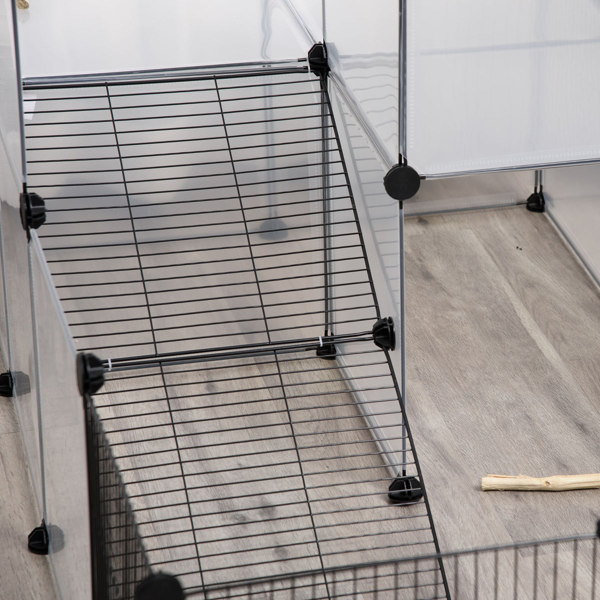 Enclos pour petits animaux design DIY cage modulable pour cochon d'Inde lapin chinchillas petits animaux domestiques 27 panneaux noir-8
