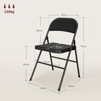 Lot de 6 chaises pliantes chaises de salle à manger portables cadre en acier 45 x 46 x 78 cm noir-2