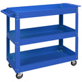 Chariot desserte d'atelier acier 3 plateaux sur roulettes avec poignée charge max. 150 kg 83 x 35,3 x 76 cm acier bleu-0