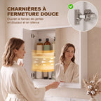 Armoire Murale Miroir Salle de Bain 2 étagères dim. 48L x 14l x 45H cm Panneaux Particules MDF Blanc-8
