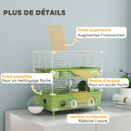 Cage pour hamster à 2 niveaux avec roue de course salle de bain en sable pour hamster nain 44,5 x 28 x 44 cm vert-5