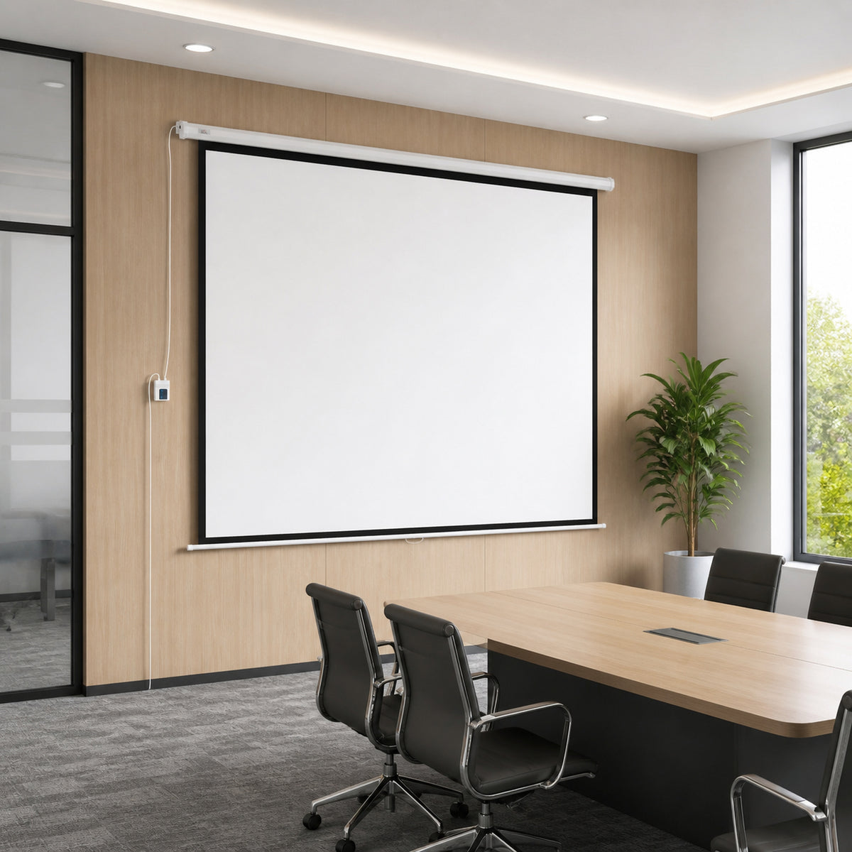 Écran de projection motorisé 96 pouces, 1:1 4K HD, fixation mural ou plafond avec télécommande, 195L x 8l x 182H cm-1