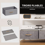 Meuble TV, meuble télé pour téléviseur jusqu'à 47 pouces avec 2 tiroirs et pieds en acier, 98 x 29 x 56 cm, gris clair-3