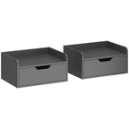 Lot de 2 tables de chevet murales tables de nuit suspendues tiroir plateau aspect bois dim. 40L x 30l x 19,5H cm-0