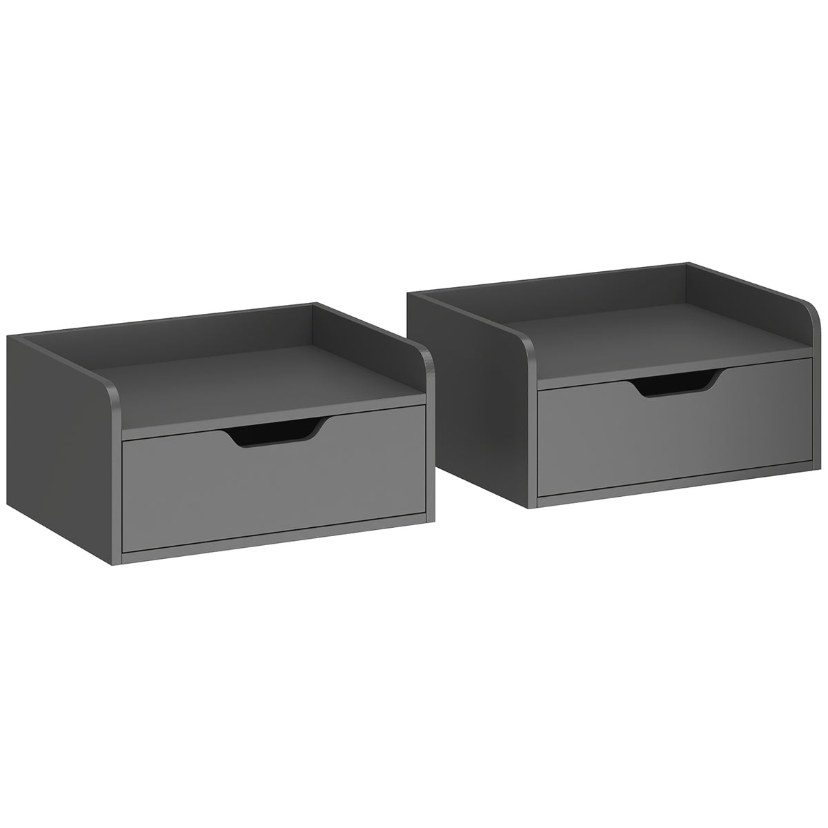 Lot de 2 tables de chevet murales tables de nuit suspendues tiroir plateau aspect bois dim. 40L x 30l x 19,5H cm-0