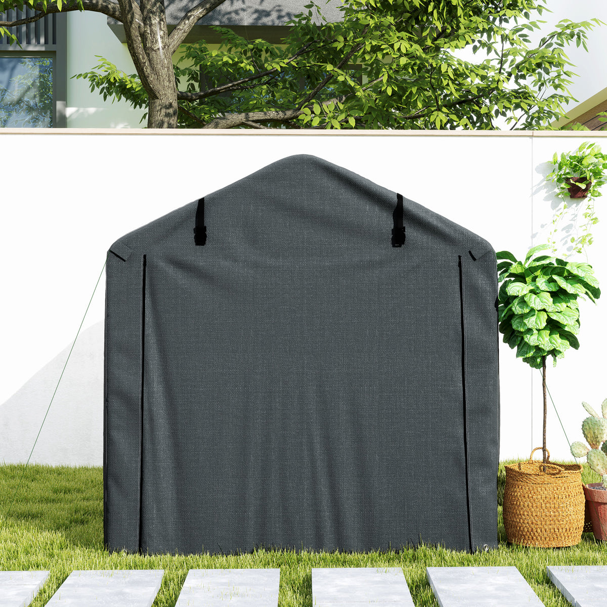 Abri de jardin 2 x 1,6 x 1,65 m abri extérieur cadre en métal galvanisé, imperméable résistant aux UV, gris foncé-7