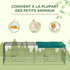 Parc enclos modulable acier avec bache pour lapins rongeurs petits animaux intérieur extérieur 220L x 85l x 70H cm vert-5