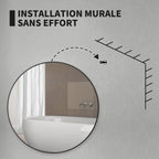 Miroir rond miroir salle de bain cadre en métal facile à installer, pour chambre, salon, entrée, Ø 70 x 2,5 cm noir-6