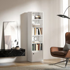 Bibliothèque meuble de rangement 6 niveaux avec 3 étagères réglables et placard, style moderne 40 x 30 x 156 cm blanc-6
