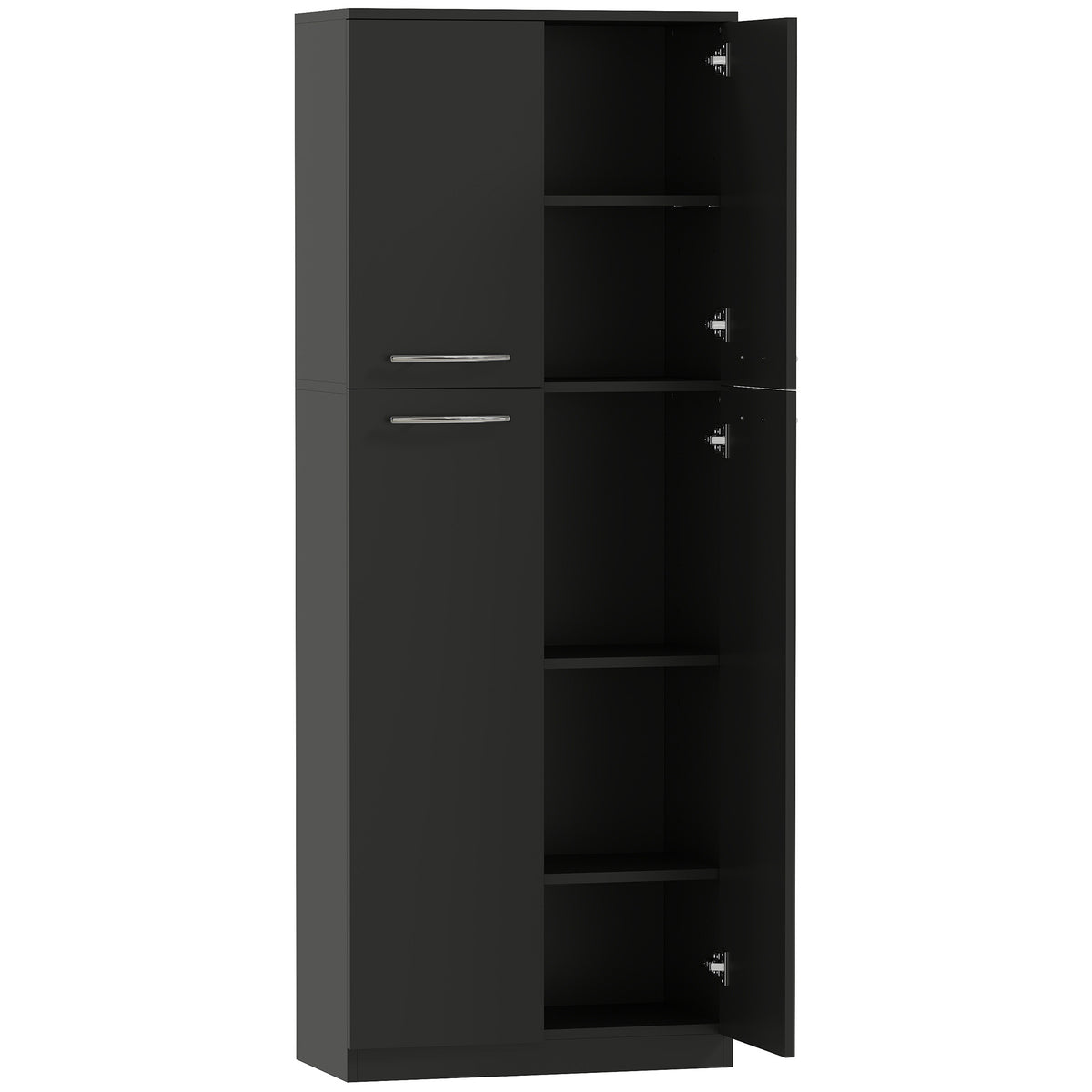 Buffet Haut Cuisine, Armoire de Cuisine avec 2 Portes et Étagères Réglables, Style Moderne, 59 x 31 x 155 cm, Noir-0