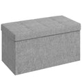 Banc de rangement pouf de rangement pliable bout de lit repose-pieds avec couvercle 76L x 38l x 38H cm gris clair-0