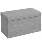Banc de rangement pouf de rangement pliable bout de lit repose-pieds avec couvercle 76L x 38l x 38H cm gris clair-0
