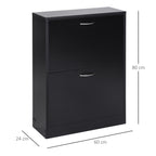 Armoire à Chaussures Meuble à Chaussures dim. 60L x 24l x 80H cm 2 Portes abattantes Noir-2