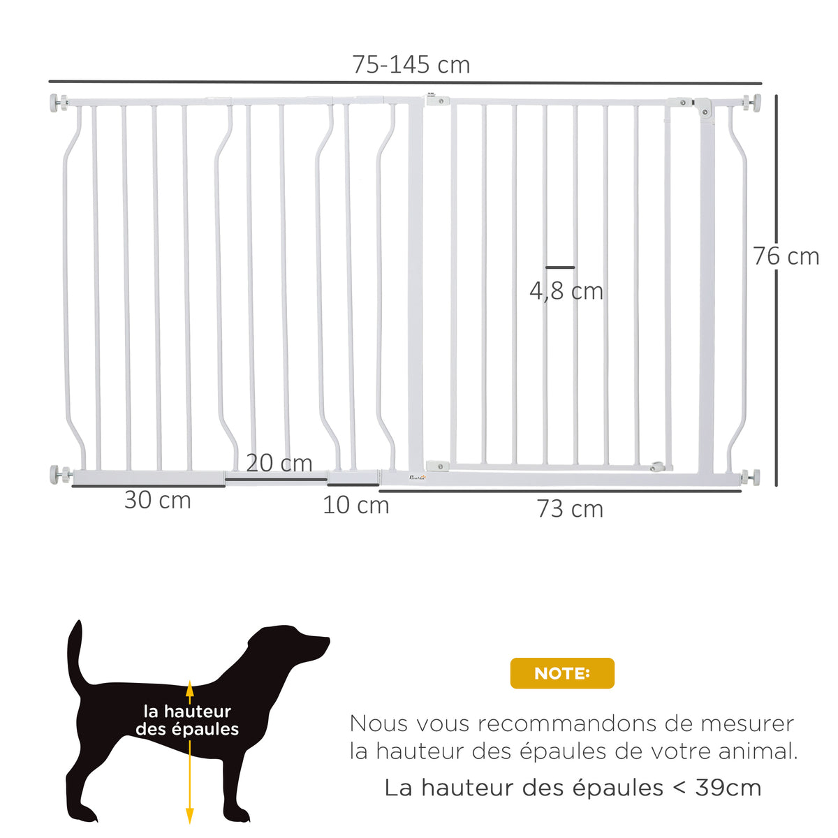 Lot de 2 barrières de sécurité barrière pour animal domestique longueur réglable escaliers couloirs portes sans perçage-2