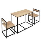 Ensemble Table et chaises de Salle à manger Set de 1 Table + 2 chaises encastrables pour Cuisine - métal Noir Aspect chêne Clair-0