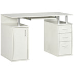 Bureau d'ordinateur, bureau informatique 120 x 55 cm avec plateau pour clavier, 3 tiroirs, pour chambre, domicile, blanc-0