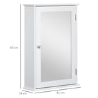 Armoire Murale de Salle de Bain avec Miroir - Armoire à Glace - Placard de Rangement Toilettes - 1 Porte, 2 étagères - Verre MDF Blanc-2