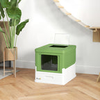 Maison de toilette pour chat pliable double porte battante et supérieure pelle fourni 47,5 x 35,5 x 36,7 cm vert avocat-1