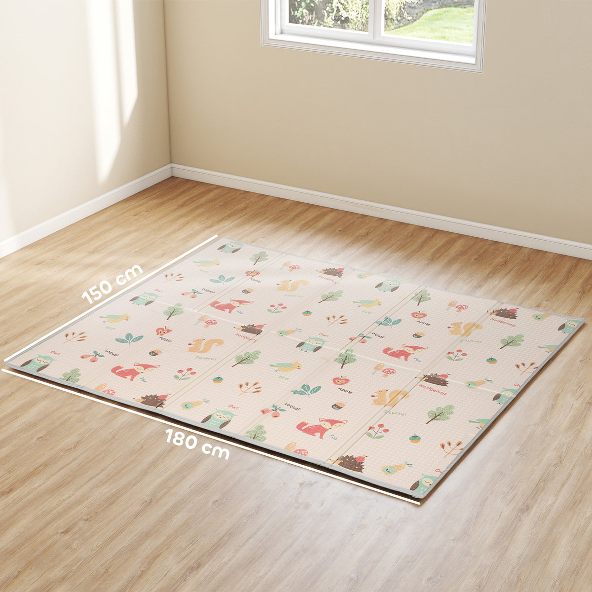 Tapis de jeu pour bébé pliable et réversible, tapis de sol en mousse épais, 180 x 150 x 1 cm, multicolore-2