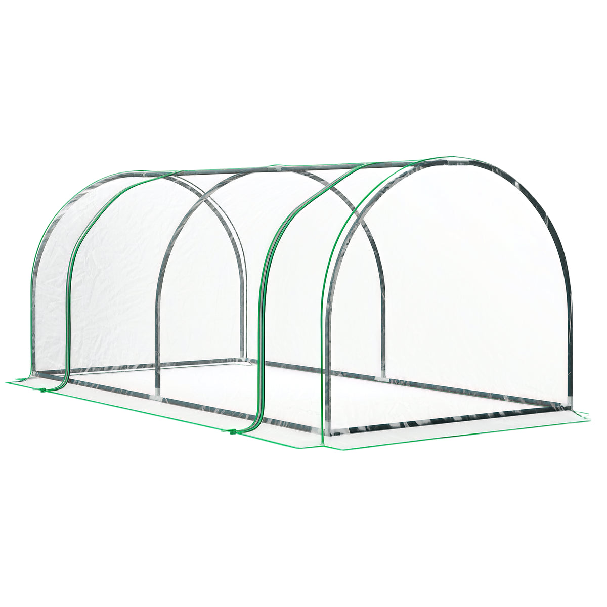Serre de Jardin Tunnel mini serre tunnel serre à tomates 2L x 1l x 0,8H m Grande Porte zippée bâche Plastique Transparent métal époxy Vert-0