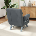 Fauteuil Convertible 1 Place, Fauteuil-Lit Pliable Rembourré en Lin avec Dossier Réglable, Oreiller, Gris Foncé-8