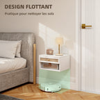 Lot de 2 tables de chevet murales tiroir coulissant, niche, plateau - en bois dim. 40L x 34l x 23H cm-4