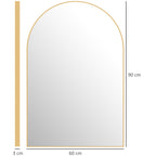 Miroir mural arqué miroir de salle de bain avec cadre en alliage d'aluminium pour chambre salon entrée 60 × 90 cm or-2