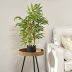 Bambou artificiel plantes artificielles hauteur 60 cm - tronc branches lichen feuilles grand réalisme pot inclus-1