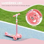 Trottinette enfant 3 Roues Lumineuses LED Hauteur Guidon réglable frein à Friction arrière de 2 à 6 ans Rose-5